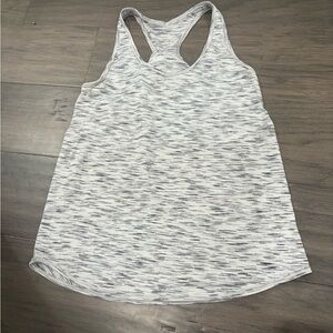 Lululemon Athletica White and Gray Racerback Tank Top